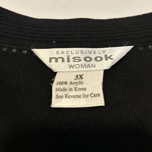 Exclusively Misook Black Cardigan Jeweled Formal Clasp Acrylic Solid - Size 3X - Picture 5 of 11